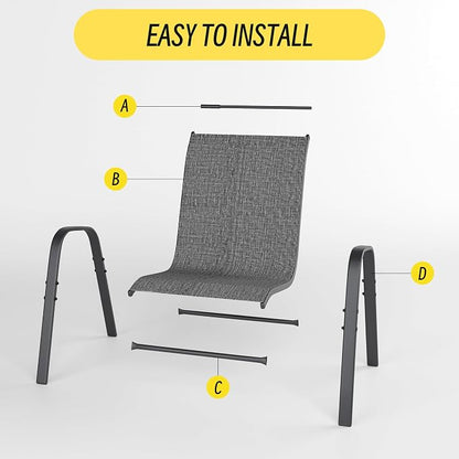 Patio Chairs Set of 6, Stackable Outdoor Dining Chairs Set - Image 7