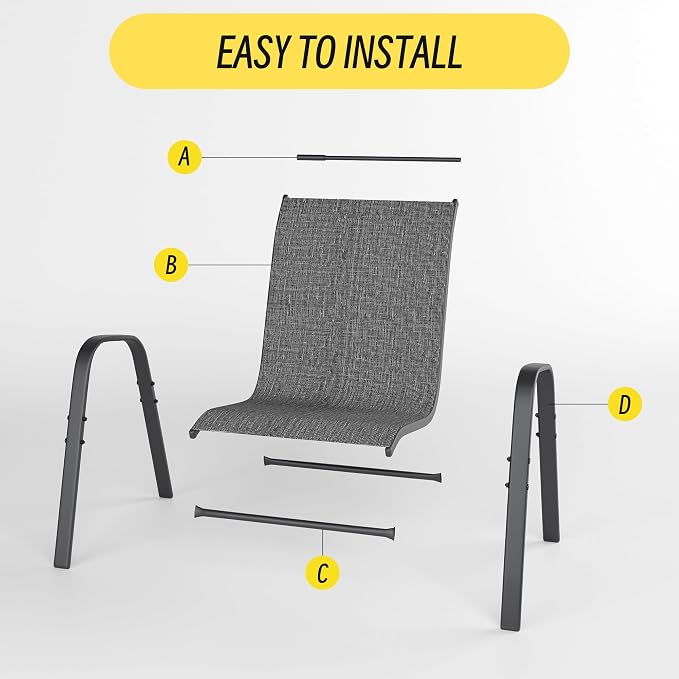 Patio Chairs Set of 8, Stackable Outdoor Dining Chairs Set - Image 9