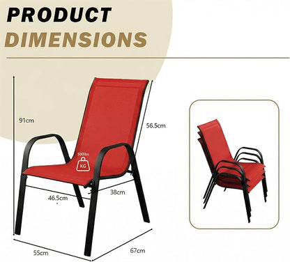 Stackable Patio Chairs Set of 1/2/4, Heavy Duty Metal Frame & Teslin Fabric - Image 3
