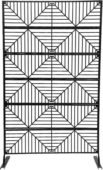 Metal Outdoor Divider 71x40'' Privacy Screens 6 Panels Privacy Fence with Stripe Pattern, Freestanding Decorative Privacy Screen for Patio Balcony Deck Garden Backyard (Model C)