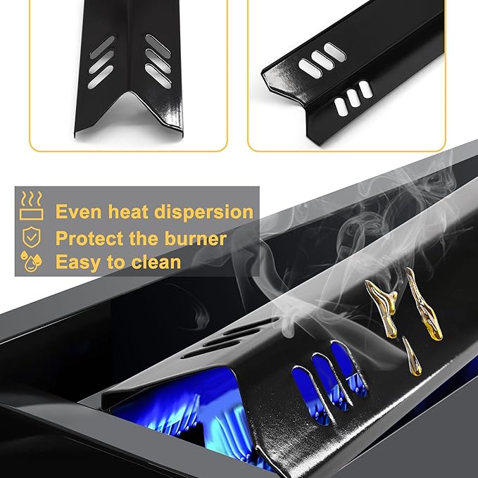 Grill Replacement Parts for Dyna Glo DGF493BNP, DGB494SPB, Backyard BY13-101-001-12, Uniflame GBC1343WP-U, Heat Plates Tents and Cast Iron Grill Grates Replacement for Dyna-Glo 4 Burner