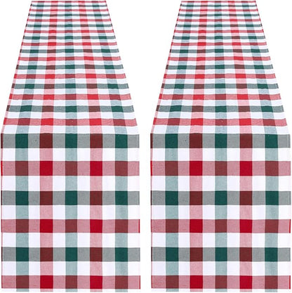 Christmas Checkered Table Runner - 2 Packs Buffalo Plaid Table Runner 13x84 Inches Table Cover for Family Dinners Fall for Farmhouse