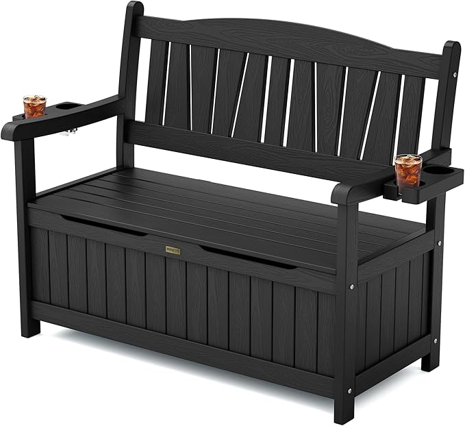 YEFU Outdoor Bench, Heavy Duty Garden Storage Bench, Weatherproof, Weatherproof by YEFU