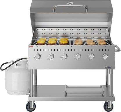 48 in. Commercial Outdoor Propane Gas Grill with Roll Dome Cover, ETL Listed in Stainless-Steel (CGKIT4-48D)