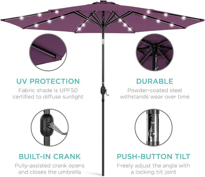Best Choice Products 10ft Solar Polyester LED Lighted Patio Umbrella w/Tilt - Image 5