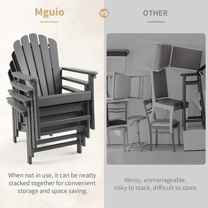 Oversized Stackable Adirondack Chair Set of 2, HDPE Fire Pit Chair | All-Weather - Image 4