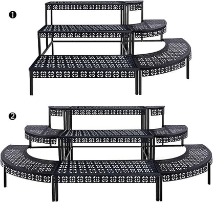 aboxoo 3-Tier Stair Style Metal Plant Stand, Large Indoor Outdoor Shelf | Holds - Image 3
