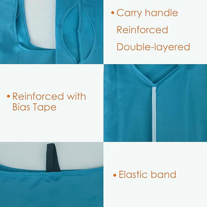 BeeGreen Light Blue Reusable Grocery Bags Wholesale Blue Reusable Kitchen Bags Bulk Foldable-Machine Washable with Zipper Storage Pouch 50 Packs