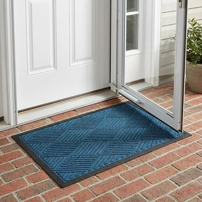 Ecomills Deluxe Diamond Entrance Door Mat, Large Heavy Duty Absorbent Rubber Rug, Blue, 3’ X 4’ feet