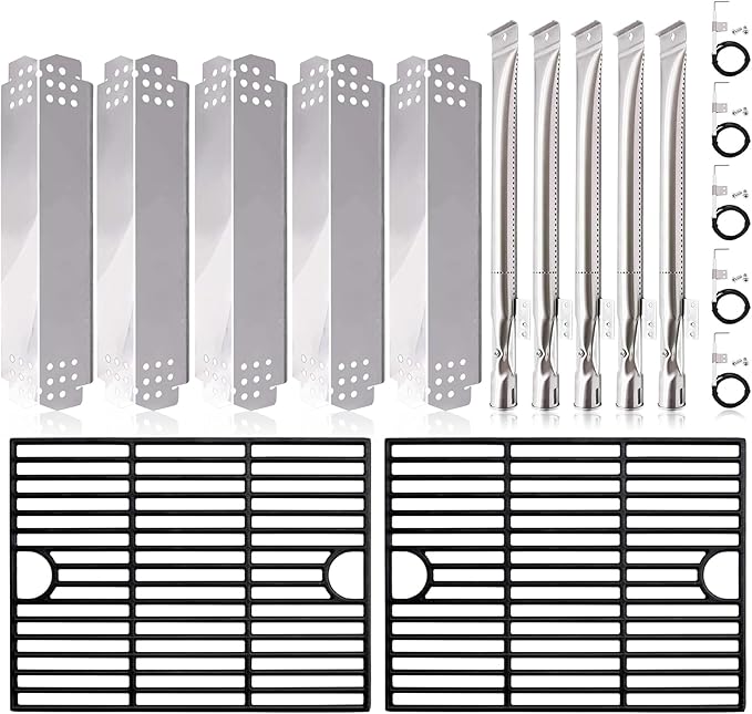 Hiorucet 720-0888N Replacement Parts for Nexgrill 5 Burner, Cooking Grill Grates, Burner Tubes, Heat Plates and Igniters for Nexgrill 720-0888N, 720-0888, 720-0830H, 720-0783E.
