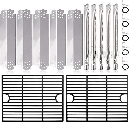 Hiorucet 720-0888N Replacement Parts for Nexgrill 5 Burner, Cooking Grill Grates, Burner Tubes, Heat Plates and Igniters for Nexgrill 720-0888N, 720-0888, 720-0830H, 720-0783E.