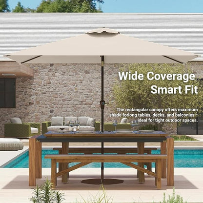6.5' x 10' Rectangular Patio Umbrella Large Outdoor Market Umbrella w/UV - Image 8