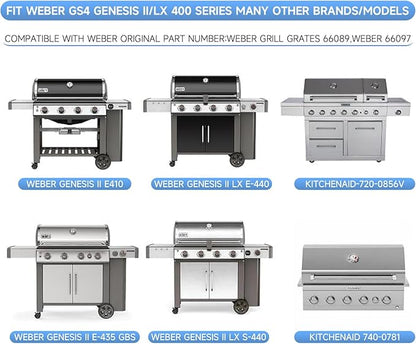 3Pack Stainless Steel Replacement Grill Parts for Weber Genesis 2 GS4 Grates 66089 66097 LX 400 SER GBS S-435, Weber Genesis II E-410, E-435, S-435, SE-410, Kitchen-aid 720-0856V 740-0781