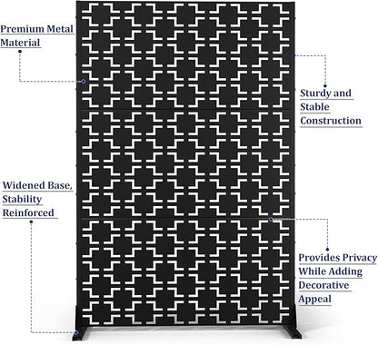 Outdoor Privacy Screen,72" H×47" W Metal Privacy Screen, Freestanding Privacy Fence Panels for Patio