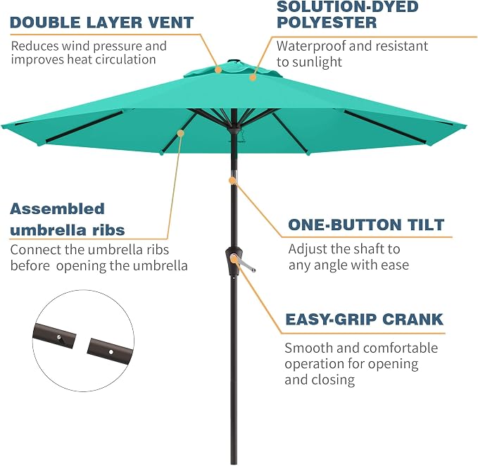 10FT Patio Umbrella, Outdoor Umbrella - Image 2