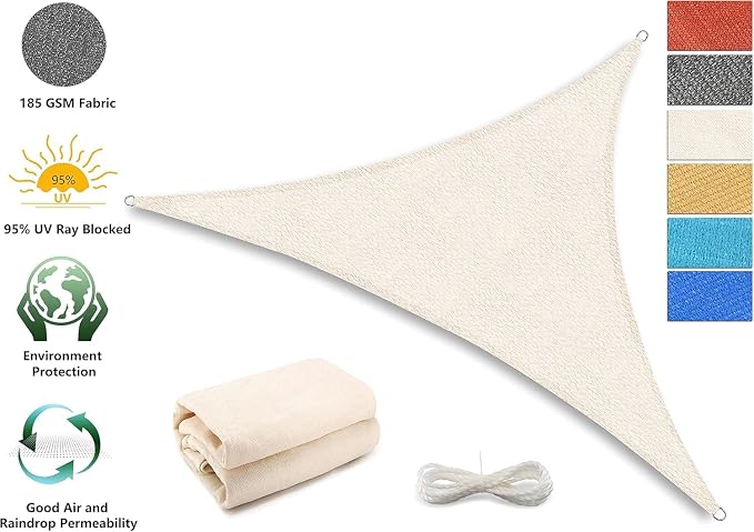 Tronssien 16' x 16' x 22' Beige Sun Shade Sail Right Triangle Canopy - Image 2