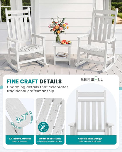SERWALL Outdoor Rocking Chair, Oversized Rocking Chair - Image 8