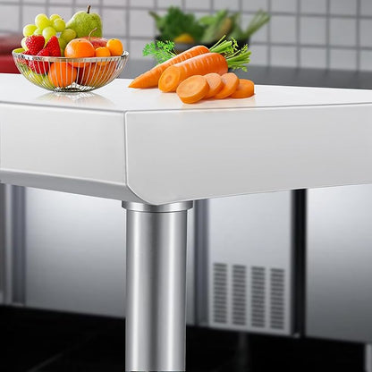 HARDURA Stainless Steel Table with Wheels 30 x 48 Inches Kitchen Prep Table Heavy Duty Stainless Steel Workbench with Aluminium Corner Undershelf NSF 304 Metel Table for Commercial Restaurant