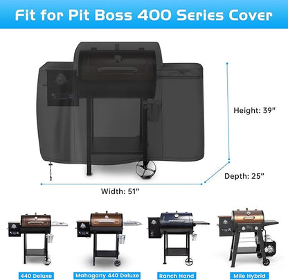 Grill Cover for Pit Boss 440 Deluxe Wood Pellet 440D2 440D 456D 456D3 440TGR1 Smoker Waterproof Pitboss Cover 73440 600D Heavy Duty Outdoor Accessory