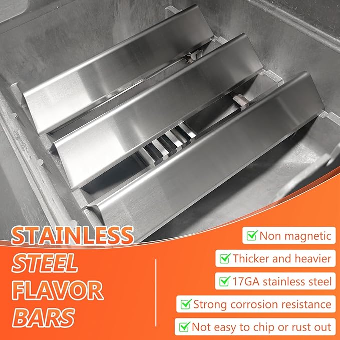 QuliMetal 7635 Grill Flavorizer Bars for Weber Spirit E210, E220, S210, S215, Spirit 200 & GS4 Spirit II E210, Spirit II E220 Grills with Front Control, Stainless Steel 15.3" Flavorizer Bars