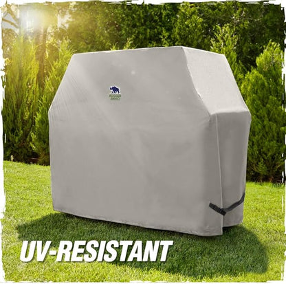 RUGGED RHINO 64 Inch Heavy Duty Grill Cover for Outdoor Grills, All Season Three Layer Waterproof UV Resistant Windproof Gas BBQ Covers, Compatible for Weber Char-Broil Pit Boss Traeger and More Beige