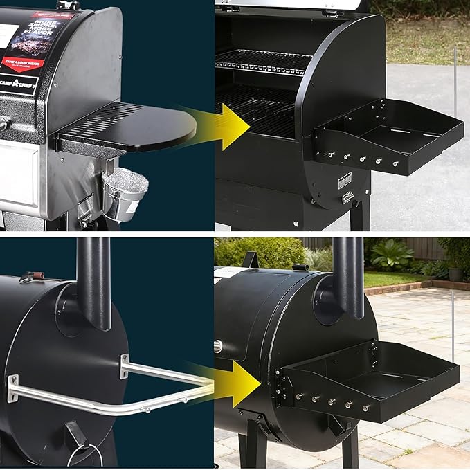 GRISUN Adjustable Grill Side Shelf - Folding Prep Table for Pit Boss 540/700FB, Camp Chef & Char Griller and Dyna-Glo