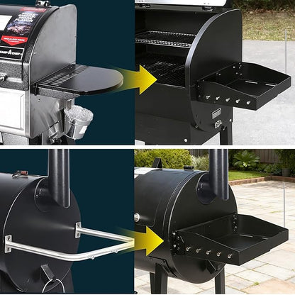 GRISUN Adjustable Grill Side Shelf - Folding Prep Table for Pit Boss 540/700FB, Camp Chef & Char Griller and Dyna-Glo