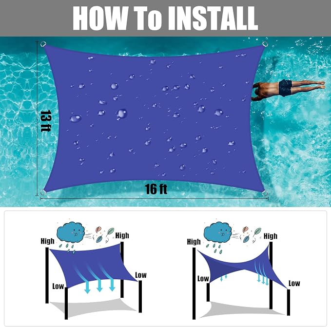 Neween Sun Shade Sail Rectangle Canopy, Waterproof & UV Block Sunshade - Image 5