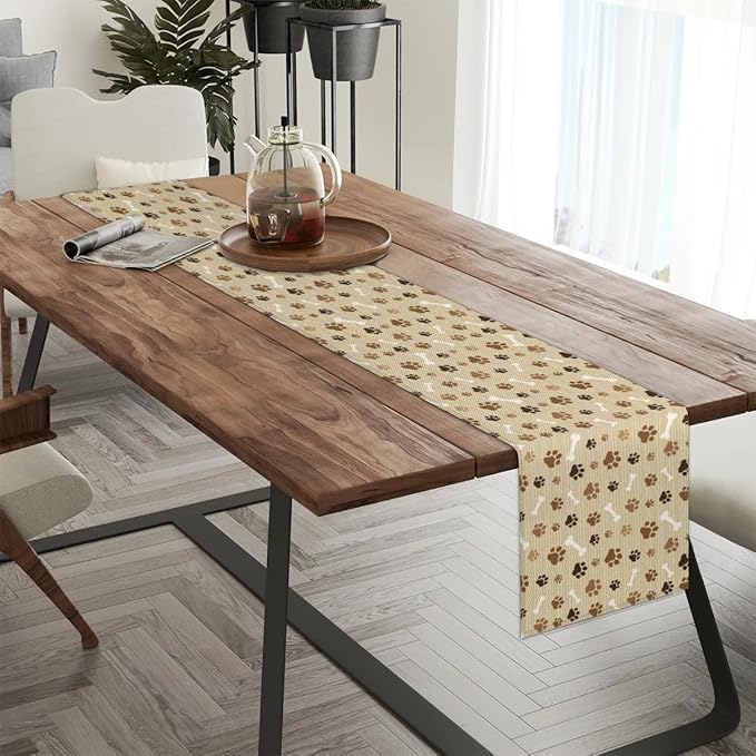 Pet Paws Table Runner Kitchen Dining Table Runner 13*60in Table Center Decor for Indoor Outdoor Home Holiday Party