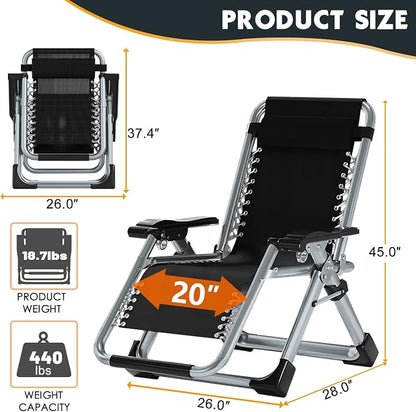 MOPHOTO Zero Gravity Chair, Outdoor Padded Lounge Chair - Image 2