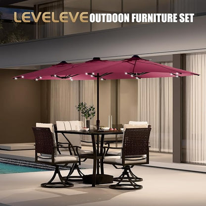 15FT Large Patio Umbrella with Base & Solar LED Lights - Image 6