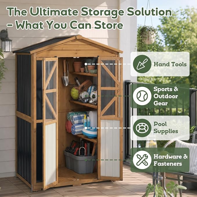 Extra Large Outdoor Storage Cabinet Weatherproof, Garden Shed - Image 7