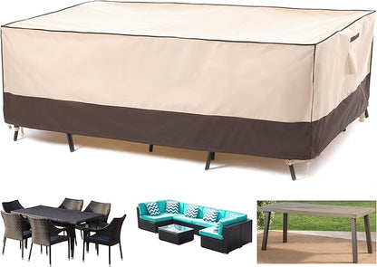 F&J Outdoors Patio Furniture Cover, Waterproof UV Resistant for Table & Chairs Set, 90"Wx60"Dx27.5"H