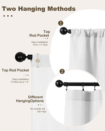 Outdoor Curtains for Patio Waterproof Rod Pocket 4 Pcs 54x95 Inch White | - Image 3