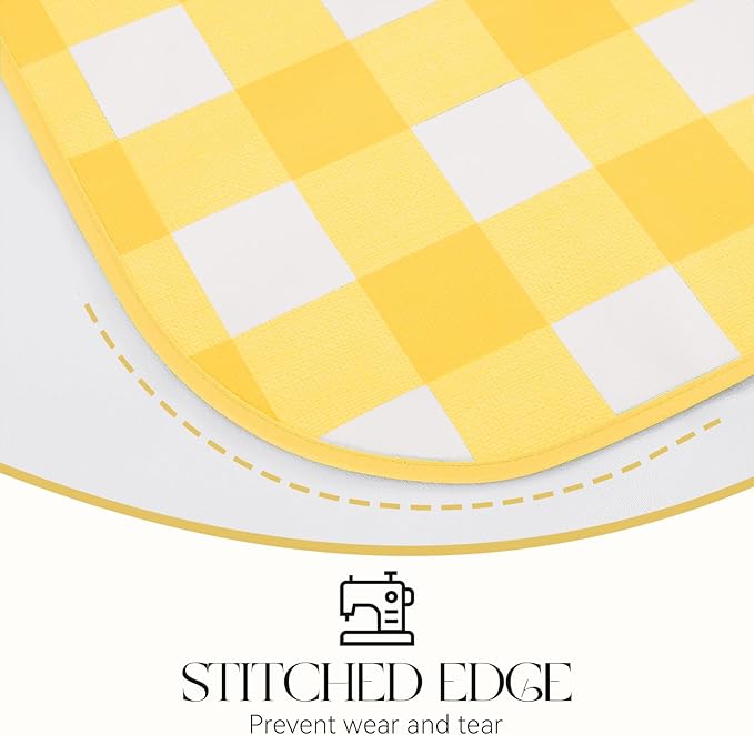 MOSAYT Rectangle Vinyl Tablecloth, 100% Waterproof Buffalo Gingham Plastic Table Cloth, Heavy Duty Wipeable Table Covers for Picnic, Outdoor, Camping - 54 x 108, Yellow