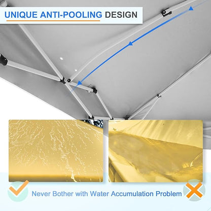 EAGLE PEAK Pop Up Canopy Tent with Wheeled Carry Bag, 8 Stakes, 4 Ropes, 4 Weight Bags, Easy Set Up Tent Canopy, 12x12 ft, 144sqft of Shade, Beige