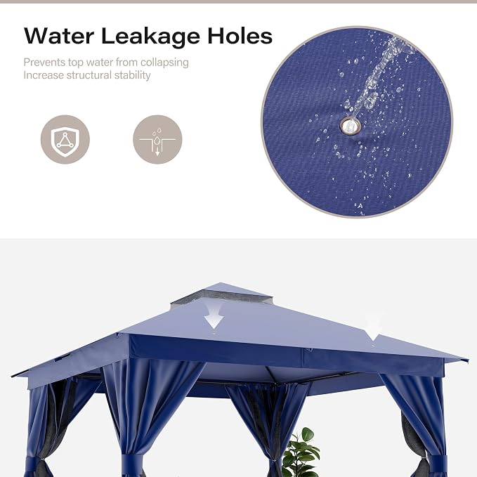 10'x10' Outdoor Gazebo, Heavy Duty Metal Frame Patio Canopy - Image 9