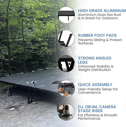 16'x16' MYSTAGE 16 Stage Platform - Portable, Folding Lightweight Aluminum Performance Deck with Adjustable Height 17"-28" - US Patented Design