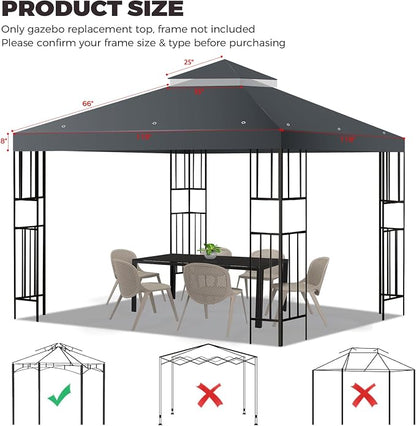 10x10 FT Gazebo Replacement Top, Canopy Replacement Cover Double Tiered - Image 2