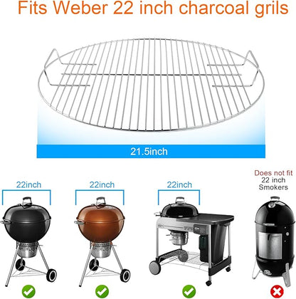 Coolbird 2nd Generation 21.5" Replacement Cooking Grate, Fits 22 inch Weber Charcoal Grills, Kettle and Kettle Premium, Master-Touch, Bar-B-Kettle, Performer【Smaller Gap】