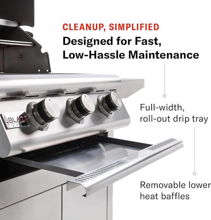 Blaze Prelude LBM Built-In Propane Gas Grill | 32-Inch 4-Burner BBQ with 56,000 BTUs | 304 Stainless Steel Construction | Flame Stabilizing Grids | BLZ-4LBM-LP