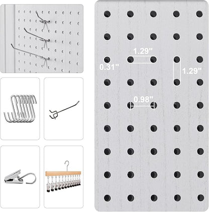 Pegboard Display, 5.6Ft Wooden Room Divider Folding Privacy Screens Portable Freestanding Wall Organizer for Retail Craft Art Display Board (6panels, White)