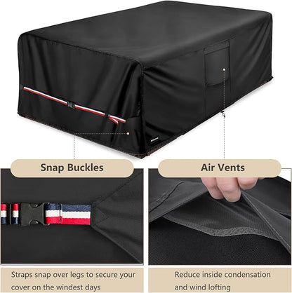 Rectangular Patio Furniture Covers,Upgraded 600D Heavy Duty Outdoor Furniture Covers Waterproof,Outdoor Sectional Dining Table and Chairs General Purpose Furniture Set Cover,126"L × 74"W × 28"H,Black