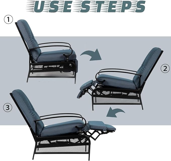 Incbruce Outdoor Lounge Chair Set of 2 Patio Furniture Adjustable Recliner - Image 6