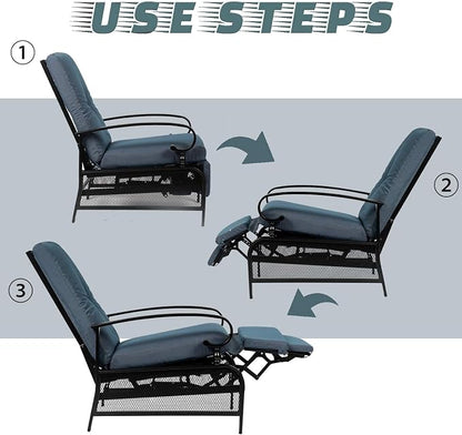 Incbruce Outdoor Lounge Chair Set of 2 Patio Furniture Adjustable Recliner - Image 6