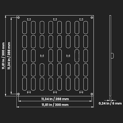 Repa Market 12" x 12" Inch (Outer Dimensions) Black Adjustable Air Vent Cover - Indoor Outdoor Metal Grille - Heating Cooling Ventilation for Home Garage Shed - Open and Close Register (11.81 x 11.81)