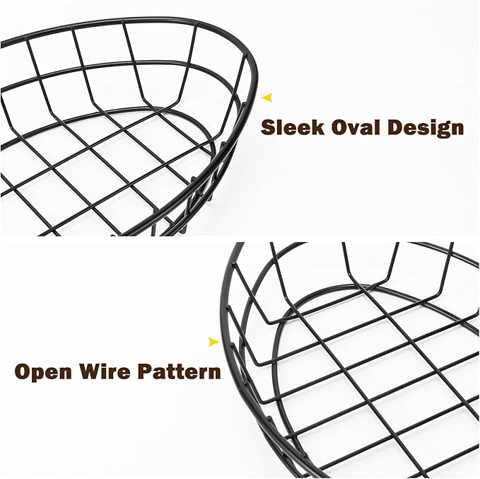 10 Pack Metal Fast Food Oval Baskets, Wire Bread Basket for Serving, Reusable Chip Burger Fruit Vegetables Bowl Storage for Kitchen Table, Restaurants, Snack Bar, 9.5" x 6.3" x 2"