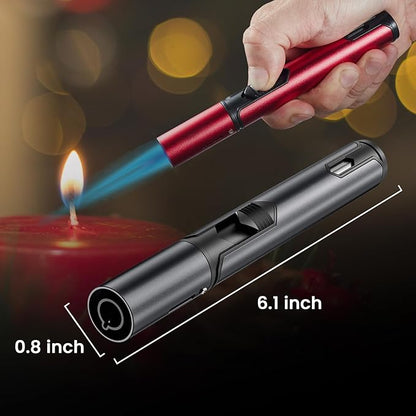5 Pack Butane Torch Lighter, Urgrette 6-inch Refillable Pen Lighter Pencil Torch Lighter Adjustable Jet Flame Butane Lighter for Grill BBQ Candle Camping (Gas Not Included)