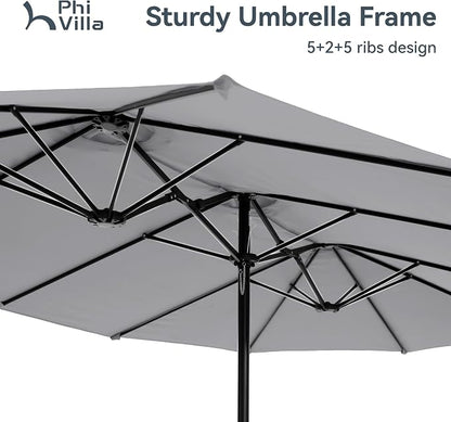 PHI VILLA 15ft Large Outdoor Patio Umbrella - Image 8