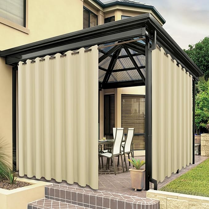 BONZER Outdoor Curtains for Patio Waterproof Thick Privacy | Wide Grommet Light by Bonzer